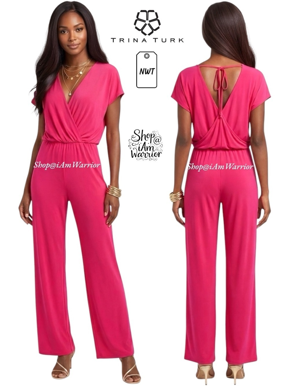 Trina Turk NWT matte jersey coral pink jumpsuit *shop@iamwarrior